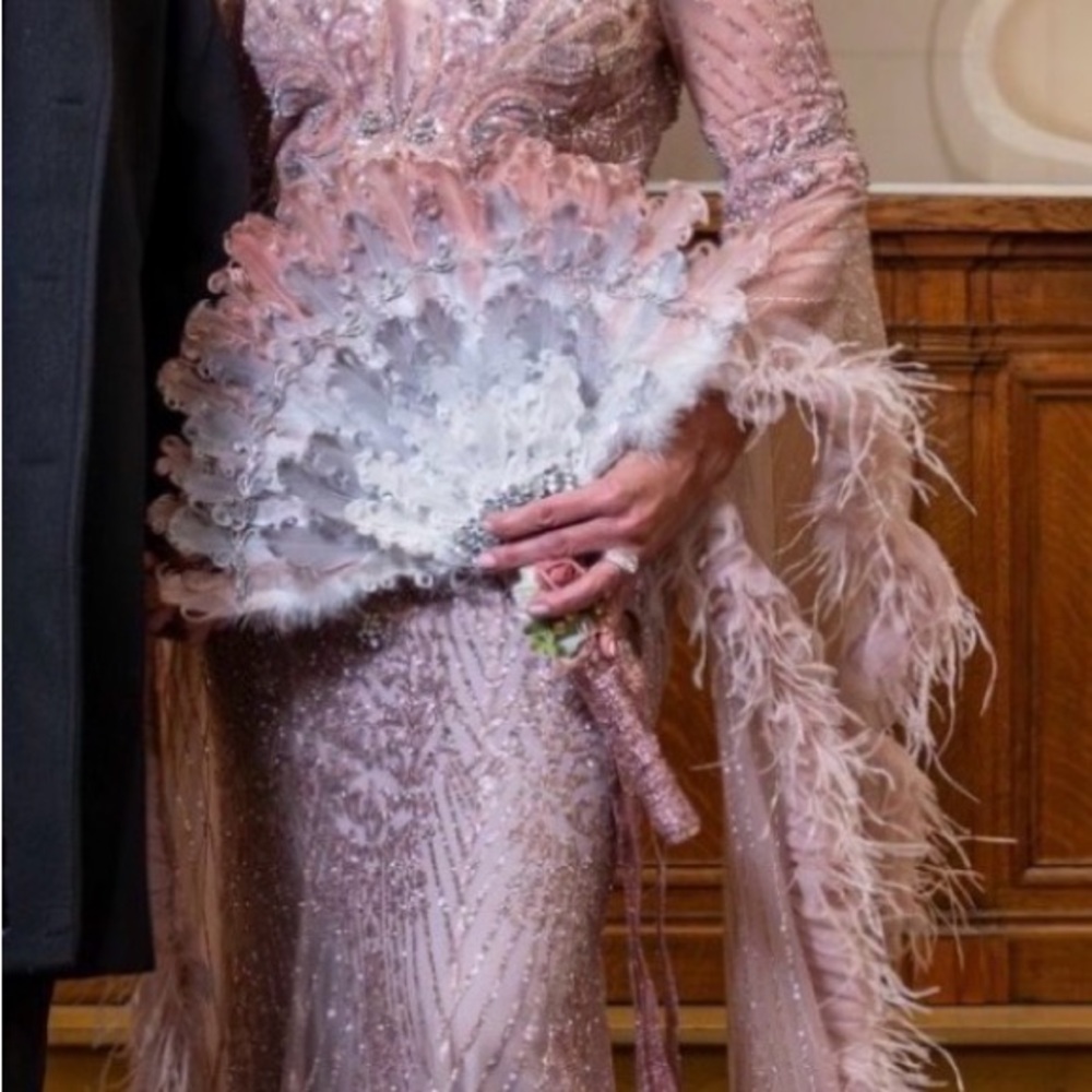 Elegant Feathered Evening Gown - Picture 2 of 6